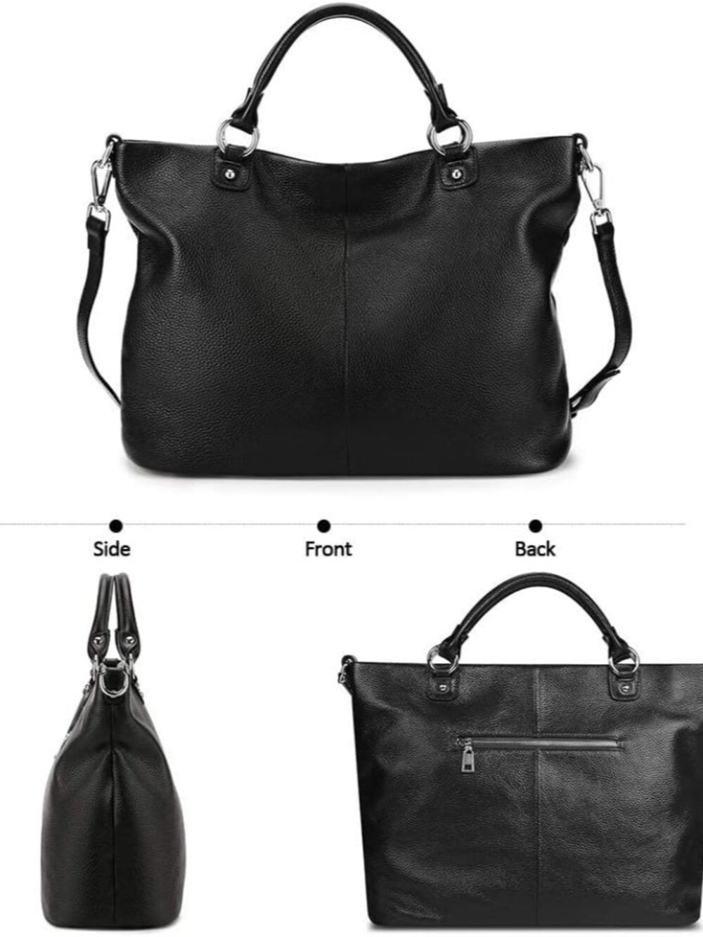 Genuine Leather Tote Purse for Women, Top Handle Satchel | Soft genuine leather - Picture 7 of 7
